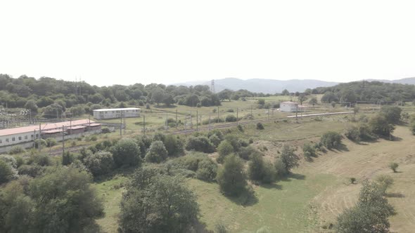 Samtskhe-Javakheti, Georgia - August 20 2021: Aerial view of Nadarbazevi railway station