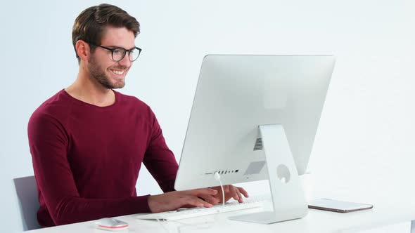 Male executive working on personal computer