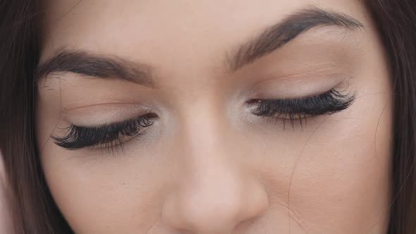 Close-up Portrait of Beautiful Look at Camera of Cute Brunette