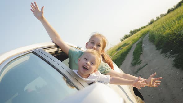 Happy Family Travel By Car