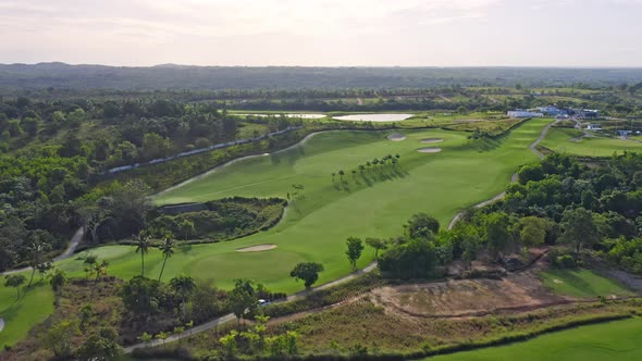 Vistas Golf and Country Club, Santo Domingo in Dominican Republic. Aerial forward