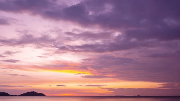 Time Lapse nature colorful pastel clouds Beautiful Light Sunrise or sunset sky clouds over sea.