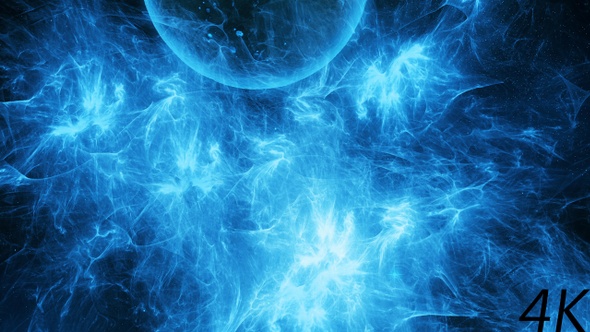 Abstract Blue Nebula and Planet in Space alt