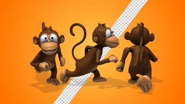 Cartoon Monkey 3d Character Run Cycle (3-Pack) alt