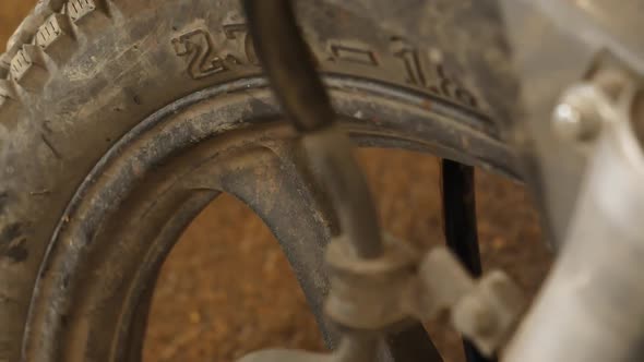 Close up shot of tyre of Honda CB 150F model .