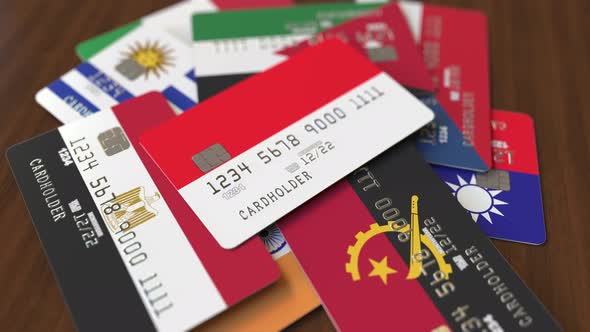 Emphasized Bank Card with Flag of Indonesia