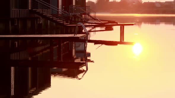 Amazing Sunset View of House on a Lake