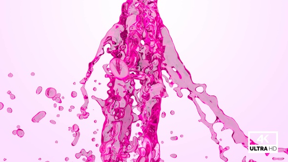 Pink Water Splash And Pouring