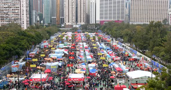 Traditional chinese lunar new year fair in Hong Kong