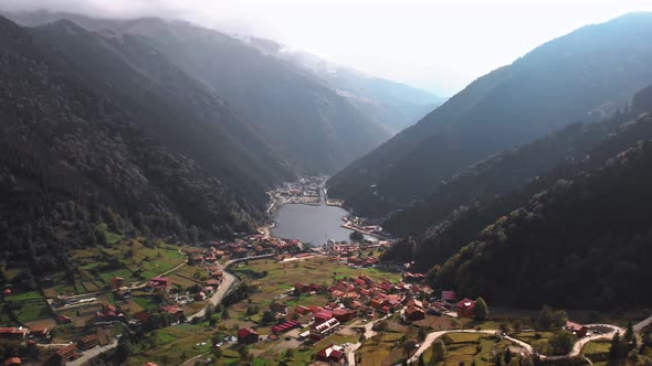 Uzungol Lake Aerial Drone View