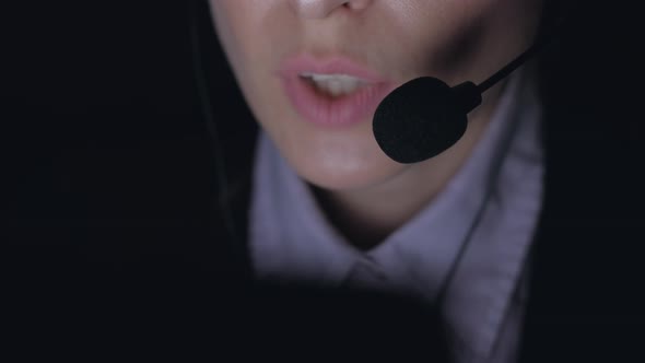 Woman Customer Service Representative Working at Night