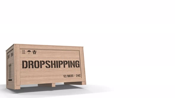 Large Wooden Crate with DROPSHIPPING Text