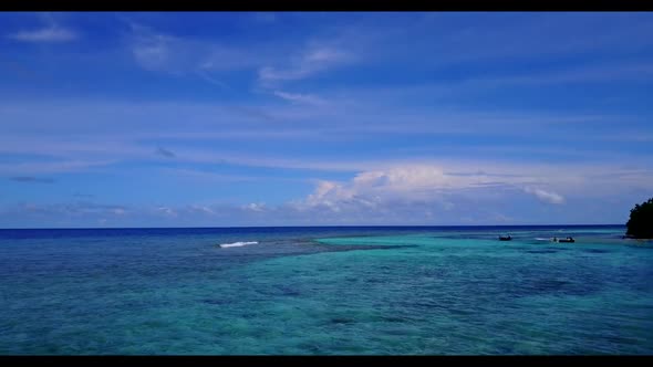 Aerial top view abstract of tropical bay beach journey by aqua blue ocean and white sand background 