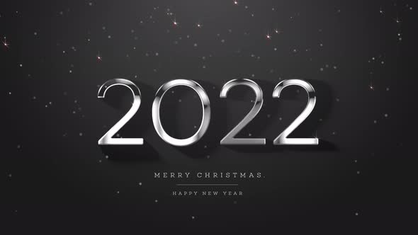 New Year Snowy 2022 Black Background Loop