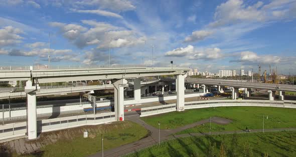 Multilevel Road Interchanges in Moscow, Aerial View