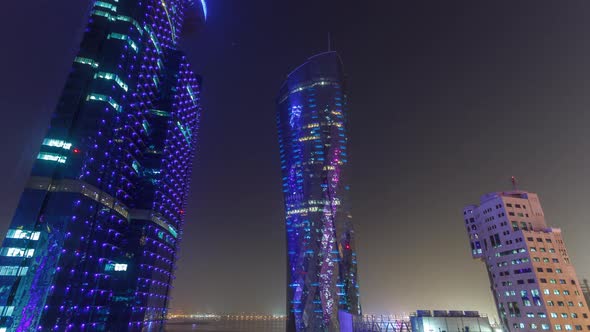 The Skyline of the West Bay Area From Top in Doha Timelapse Qatar