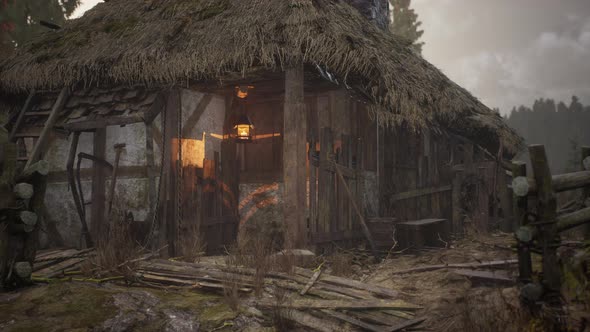 Old Abandoned Rural Wooden House in Russian Village in Summer alt