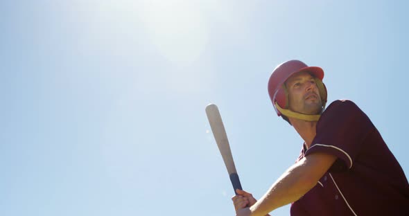 Batter hitting ball during practice session