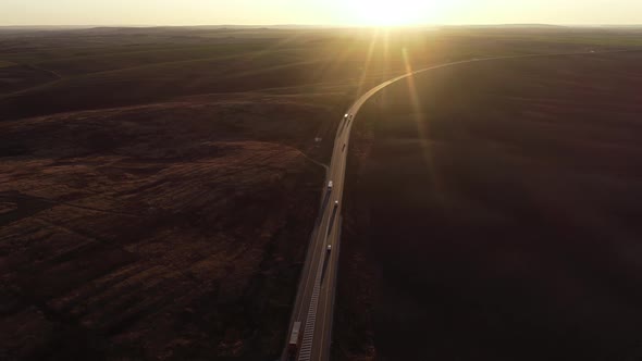 Highway road on sunset