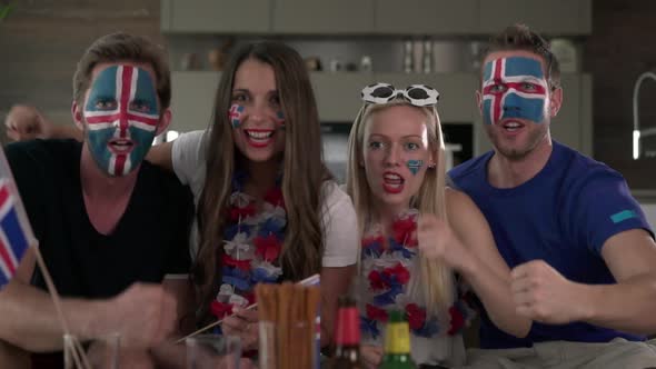 Cheering and  Rejoicing Iceland Fans