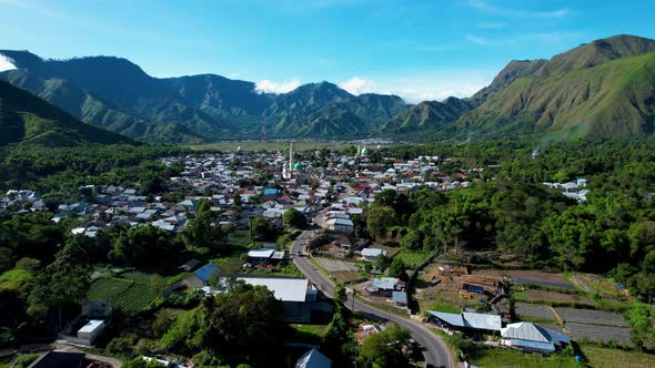 Aerial view of some agricultural fields in Sembalun.