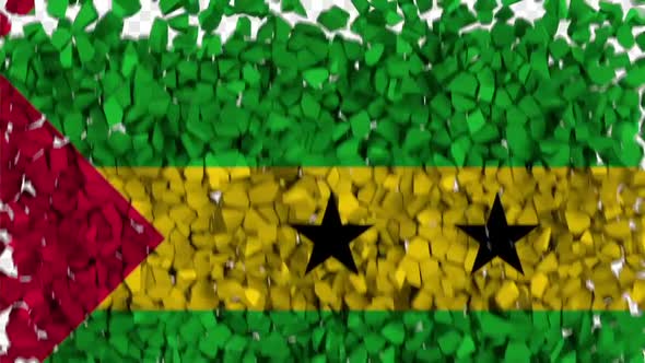 Sao Tome and Principe Flag Breaking Rocks Transition alt