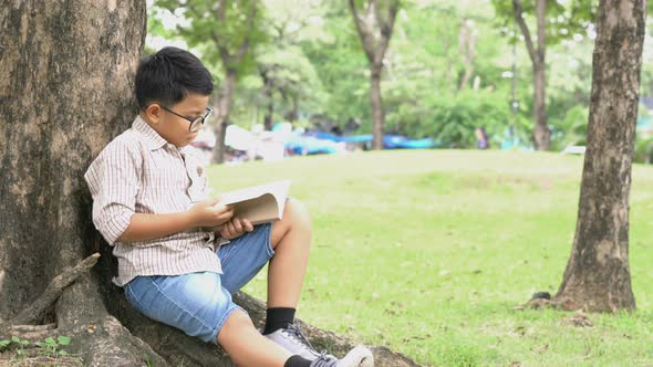 Boy reading book