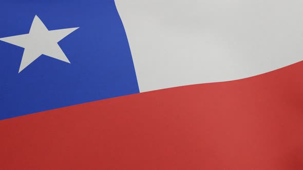 National Flag of Chile Waving Original Size and Colors 3D Render La Estrella Solitaria or The Lone