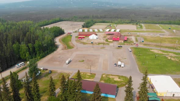 4K Drone Video of Tanana Valley State Fairgrounds in Fairbanks, Alaska during Sunny Summer Day