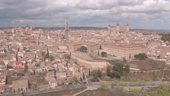 Aerial view of Toledo on a cloudy day