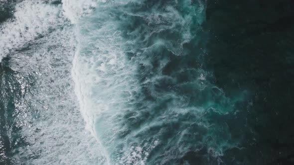 Waves Rolling From Above. Top Down View.