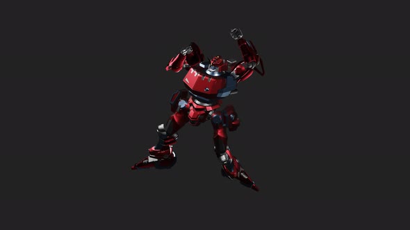 Red mecha in action with Uppercut Jab style