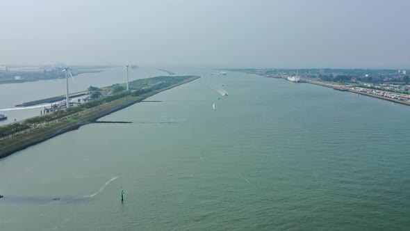 Time Lapse of Boats and Ships in Calandkanaal in the Port of Rotterdam