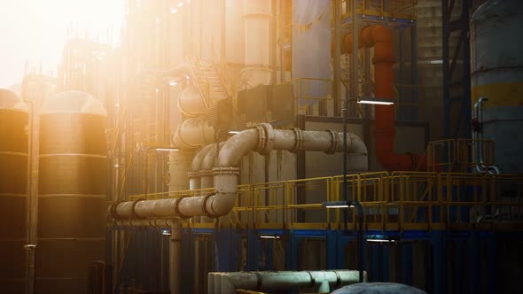 Oil Industry Refinery Factory at Sunset alt