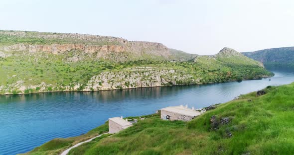 River And Ruined City Aerial View