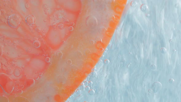 Grapefruit in the Water Under the Water Closeup Macro