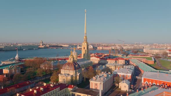 The Morning Flight Around the Peter and Paul Cathedral and Fortress the Sights of St