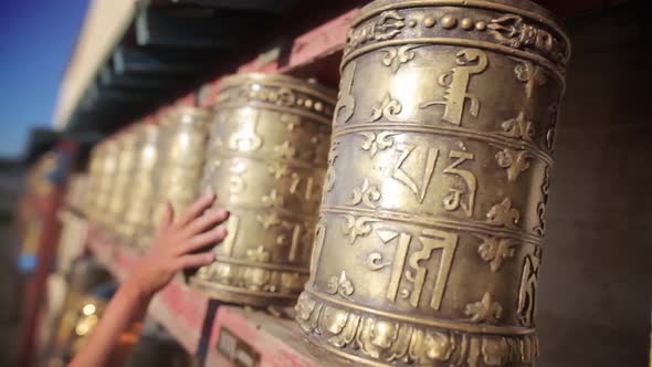 Buddhist prayer drums