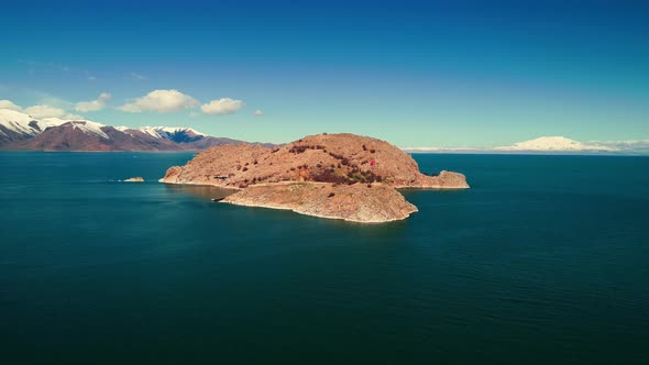 Aerial Akdamar Island in Turkey