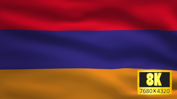 8K Armenia Windy Flag Background 