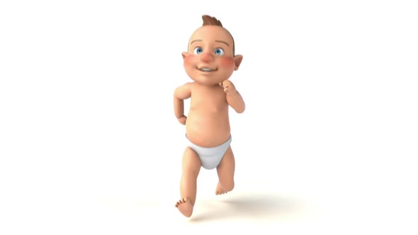 Fun 3D cartoon of a baby running