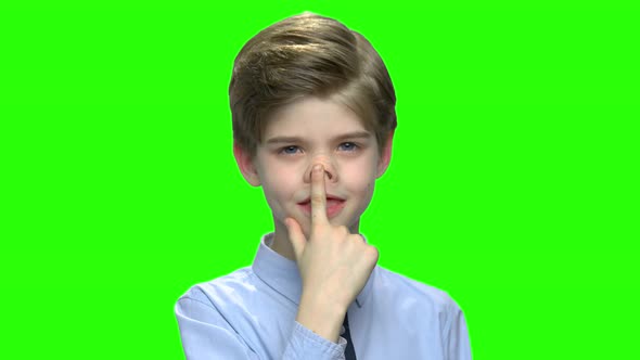 Child Boy Making a Funny Pignose Face