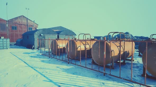 View of Old Antarctic Base at South Pole Station in Antarctica