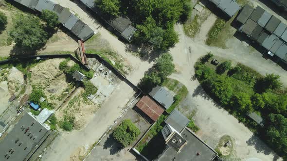 Industrial Zone. Industrial Factory Buildings And Ancillary Buildings. Small Buildings.