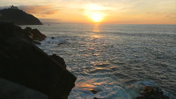 Ocean sunset at San Sebastian, Spain