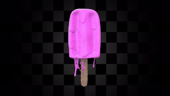 Melting Pink Ice Cream On A Stick