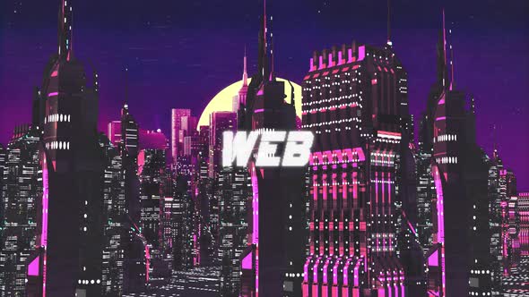 Retro Cyber City Background Web
