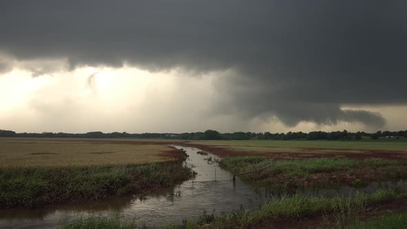 Severe thunderstorm rolling through the landscape in Oklahoma