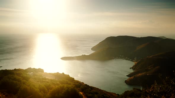 Greek Coast at Sunrise Peloponnese. Time Lapse