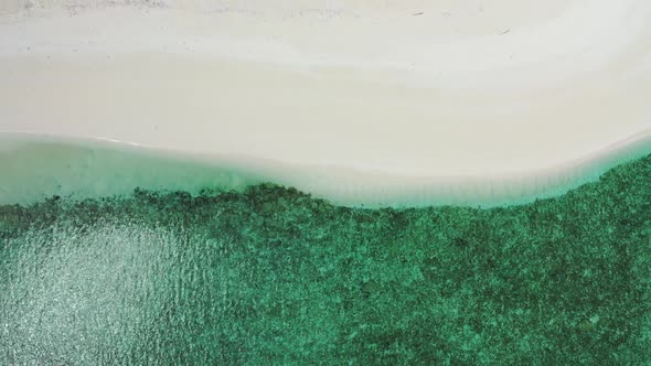 Aerial abstract of relaxing sea view beach adventure by blue green ocean and white sand background o